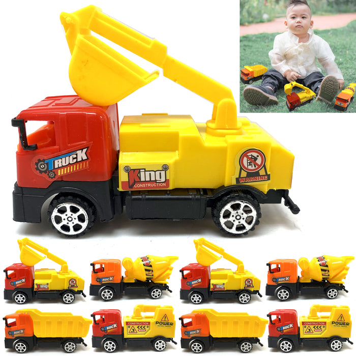 8 Pc Construction Truck Toys Pull Back Tractor Dump Play Car Model Vehicle Kids