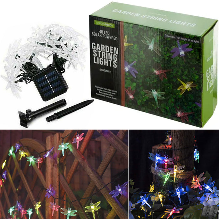 40 LED Solar Powered String Dragonfly Fairy Lights Party Outdoor Garden Decor