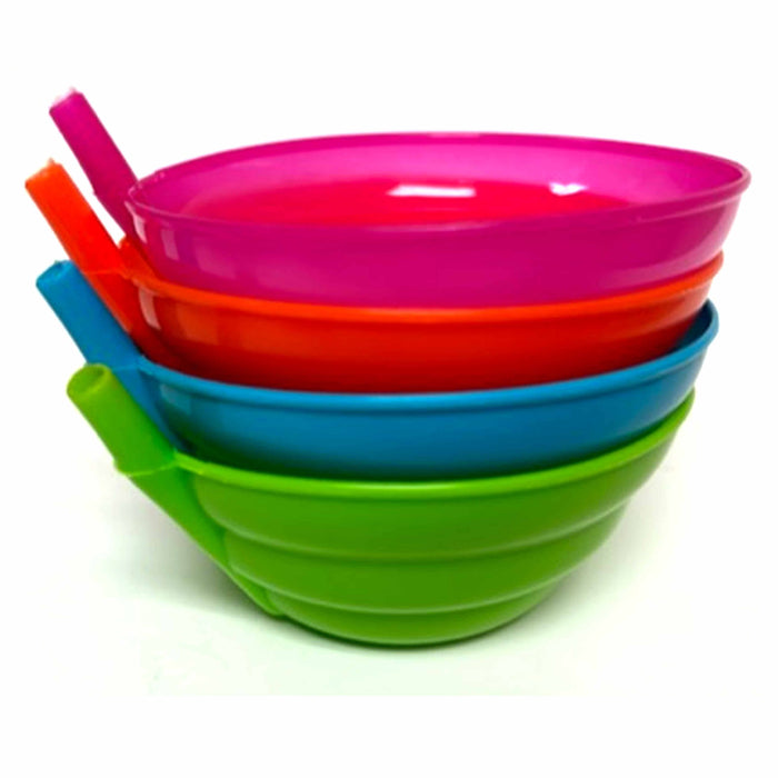 Sip-A-Bowl 14oz 4pk BPA Free Straw Bowls Kids Sip Every Drop Cereal Milk Soup