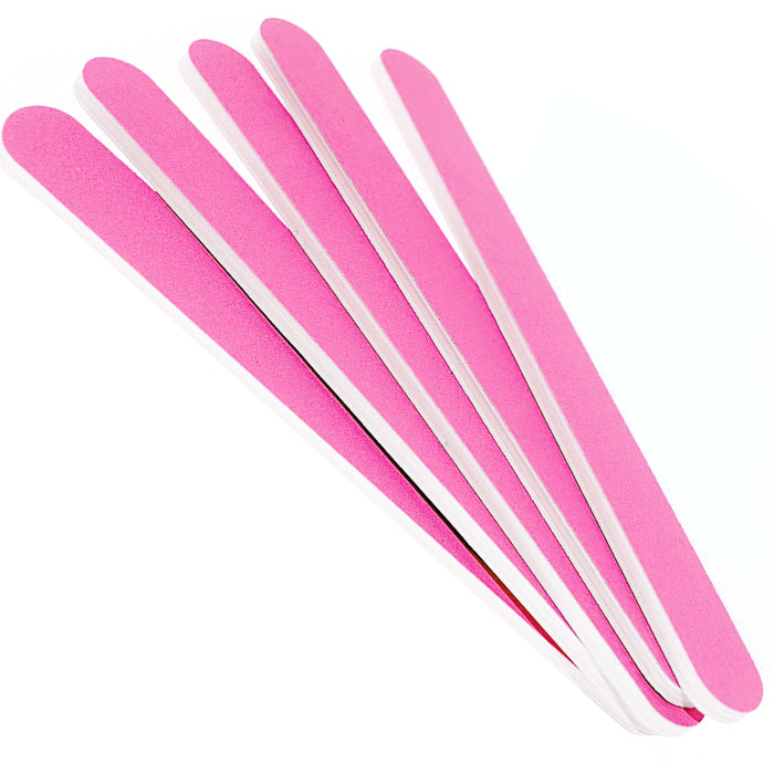 5 Pc Pro Double Sided Manicure Nail File Pink Emery Boards 240 Grit Salon Tool