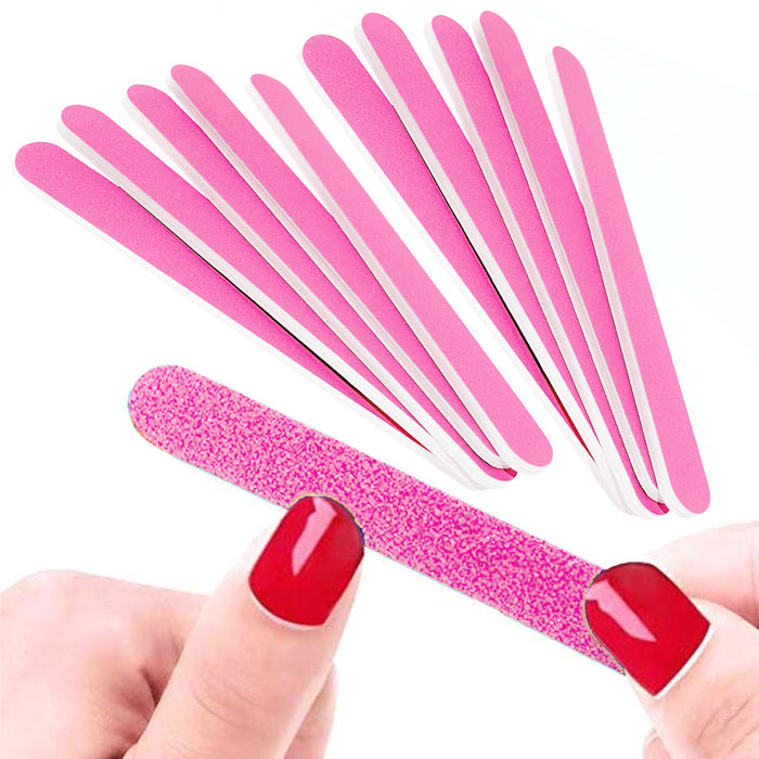 10 Pc Pro Double Sided Manicure Nail File Emery Boards #120 #240 Grit Pink Salon