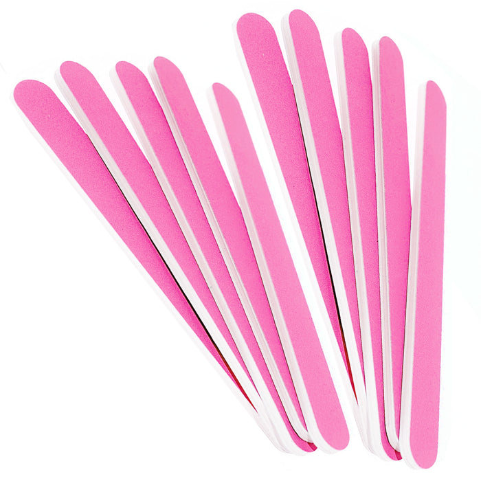 10 Pc Pro Double Sided Manicure Nail File Emery Boards #120 #240 Grit Pink Salon