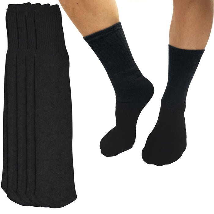 4 Pairs Men's Tube Socks Cotton Athletic Sports Long Casual Unisex Black 10-13