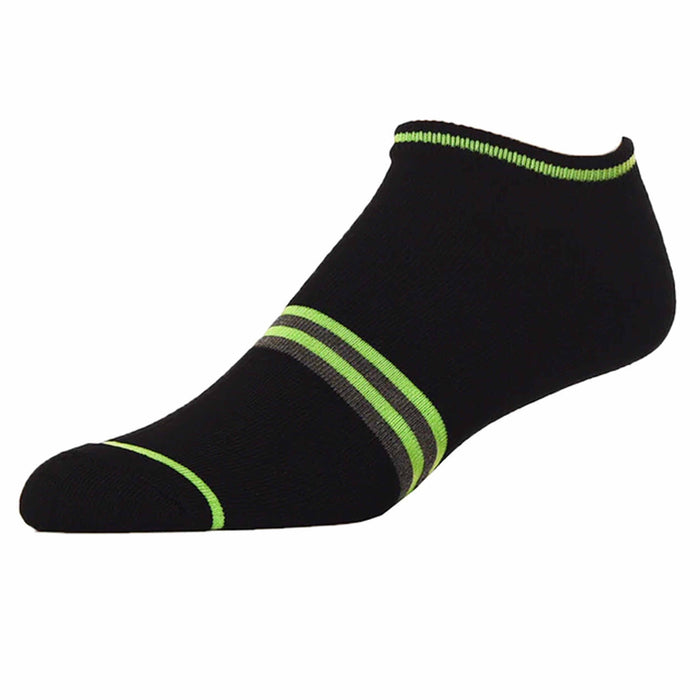 12 Pairs Mens No Show Ankle Socks Neon Stripe Solid Black Sports Athletic 10-13