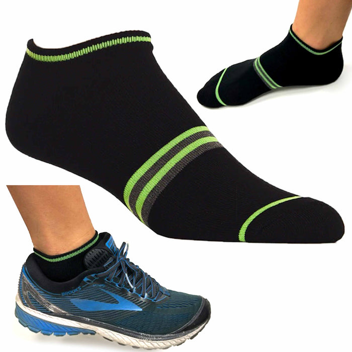 8 Pairs Mens Sports Ankle Socks Cushioned No Show Low Athletic Neon Black 10-13