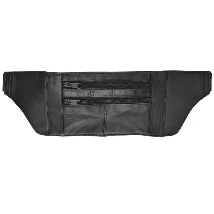 Black Genuine Leather Fanny Pack Waist Bag Pouch Travel Purse Pocket Adjustable