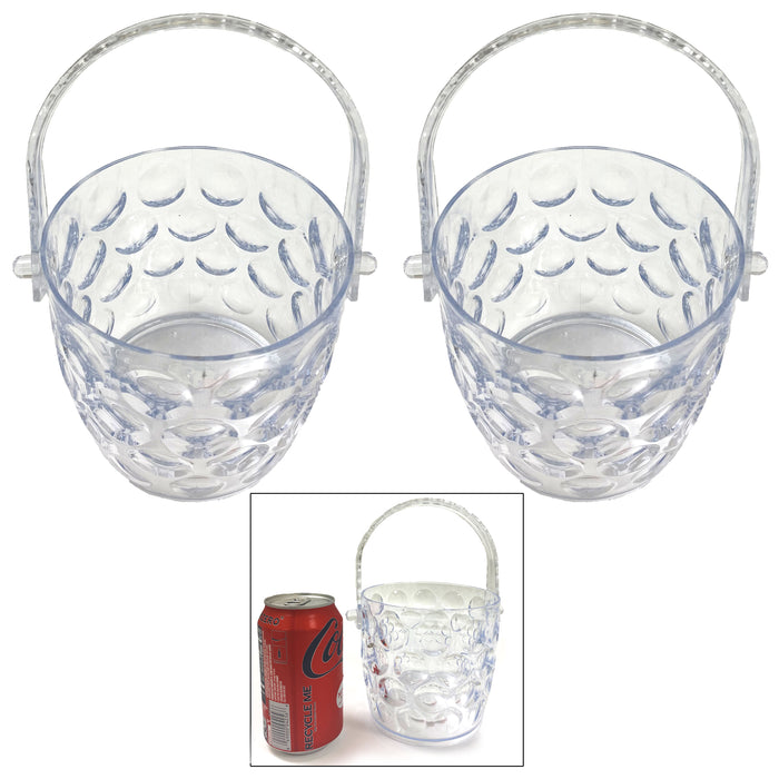 2 Plastic Clear Ice Bucket Container Cooler Wine Chiller Bar Party BPA Free 42oz