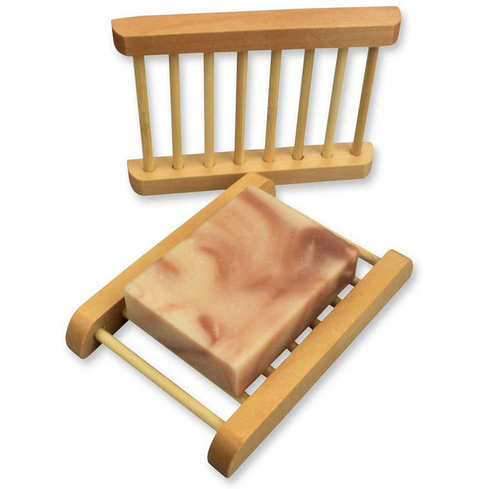 4 Pc Wooden Soap Dish Holder Bamboo Natural Tray Travel Storage Rack Plate Box