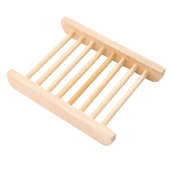 4 Pc Wooden Soap Dish Holder Bamboo Natural Tray Travel Storage Rack Plate Box