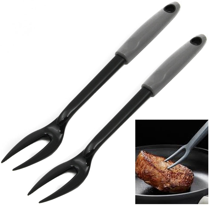 2 X Heat Resistant Nylon Fork 2 Prong Meat Serving Cooking Utensil Kitchen Tools