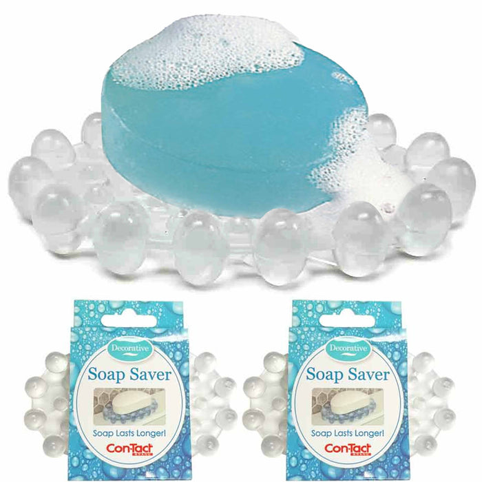 2 Pack Plastic Soap Saver Bar Holder Tray Bathroom Counter Shower Draining Dish