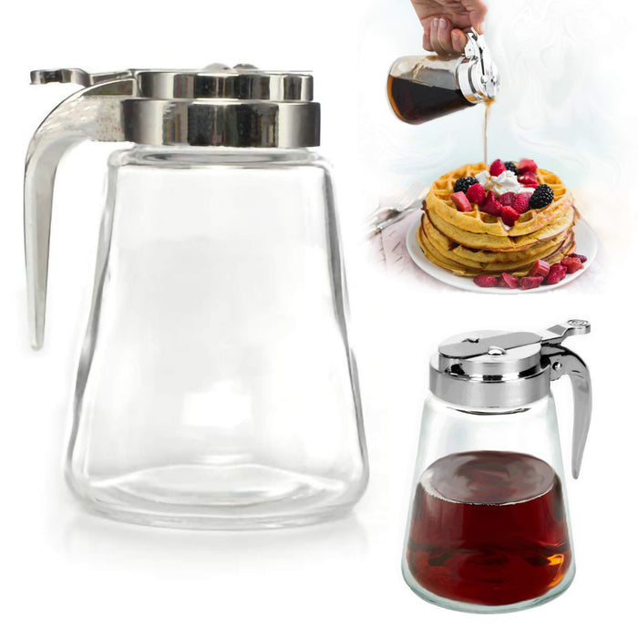 Honey Syrup Dispenser 9 Oz Glass Maple Jar Lid  Sugar Clear Glass Plastic Top
