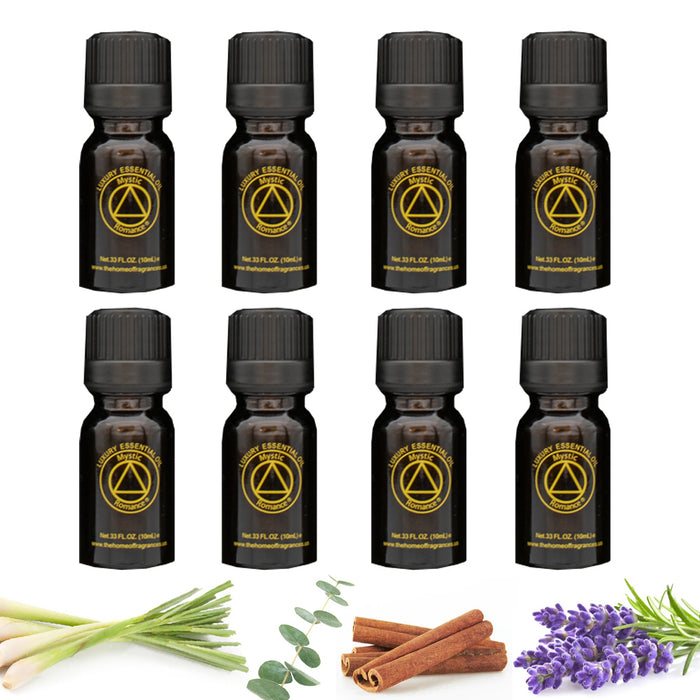 8 Pc Essential Oil Set Eucalyptus Scent Lavender Rosemary Tea Tree 0.33oz Aroma