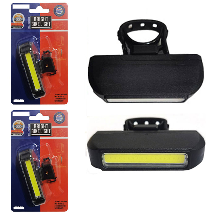 2 Pc Bright Bike LED Light Tail Headlight Bicycle Rear Cycling Flashlight 2xAAA