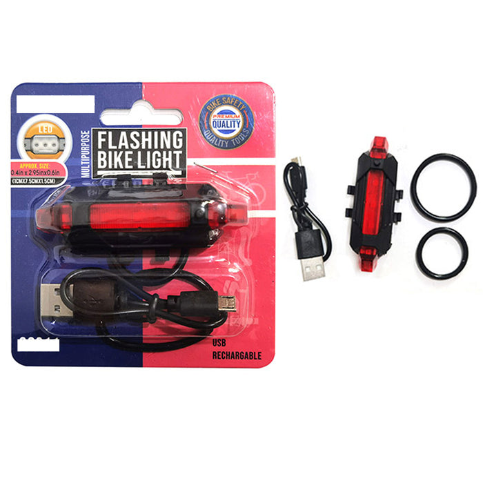 1 USB Rechargeable Bike Red Tail Light LED Bicycle Rear Cycling Flashlight Safe