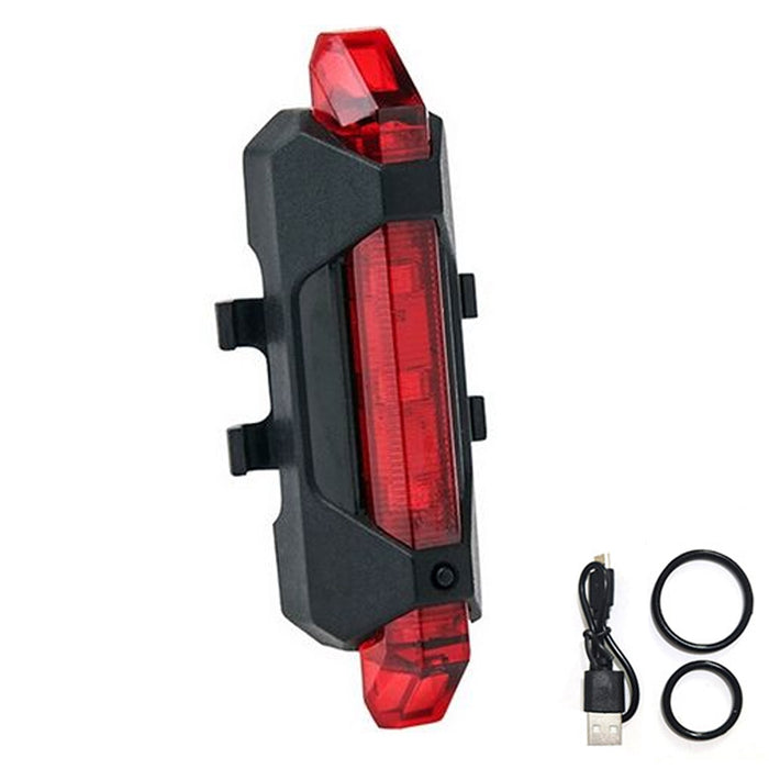1 USB Rechargeable Bike Red Tail Light LED Bicycle Rear Cycling Flashlight Safe