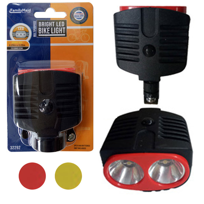 2 Pc Extra Bright LED Dual Bicycle Headlight Bike Light Flashlight Rear Cycling