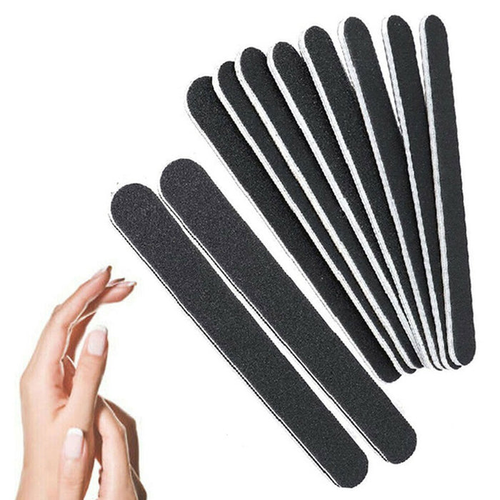 12 Double Sided Manicure Nail File Emery Boards Salon Professional 100 180 Grit
