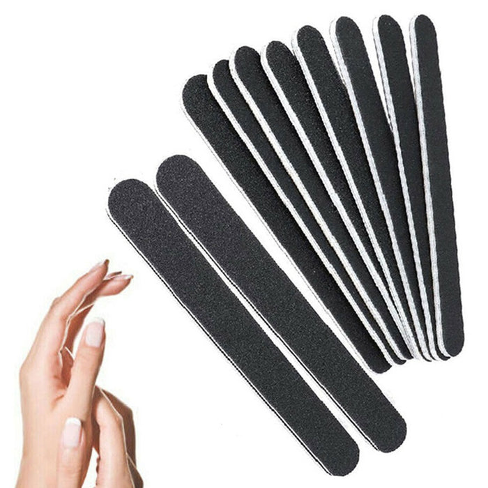6pc Pro Double Sided Manicure Nail File Salon Emery Boards Medium #100 #180 Grit