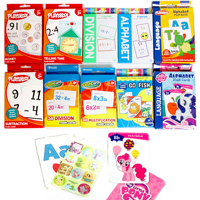 4 X Early Learning Flash Cards English Math Colors Shapes Alphabet School Pre-K