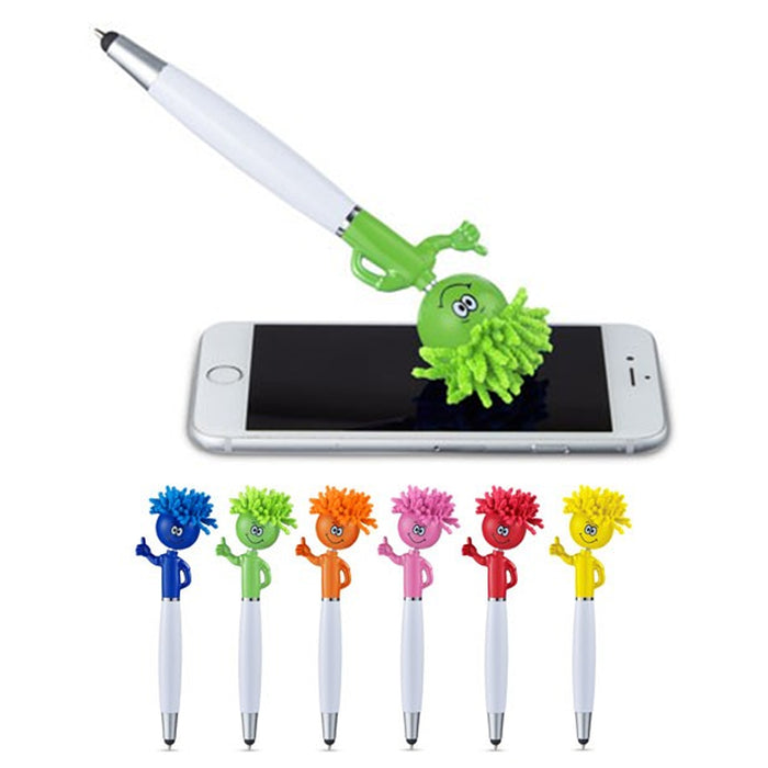 2 Pc Universal Stylus Touch Screen Pen 3-in-1 Duster Cleaner Techie Theo Mop Top