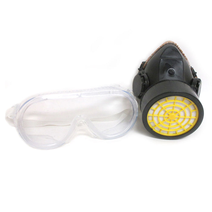 Cartridge Respirator Mask Goggle Kit Paint Gas Safety Chemical Spray Dust Mask
