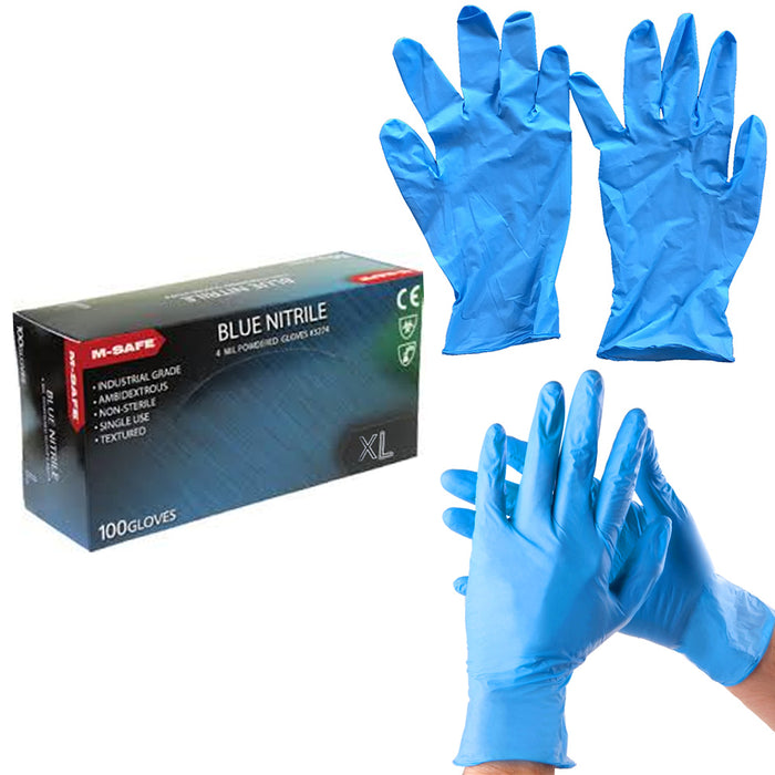 100 Nitrile Disposable Gloves Powdered Industrial Grade 4MIL Non Sterile XLarge