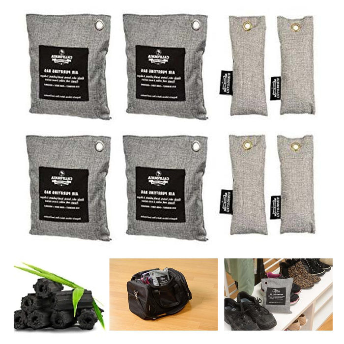 8pc Bamboo Charcoal Deodorizer Air Purifying Freshener Bags Absorb Odor 200g/50g