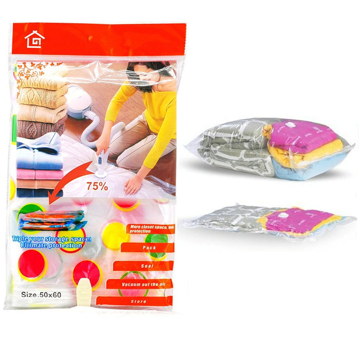 3 Pack Vacuum Space Saver Storage Bags Seal Clear Clothes Pillows Blanket Travel