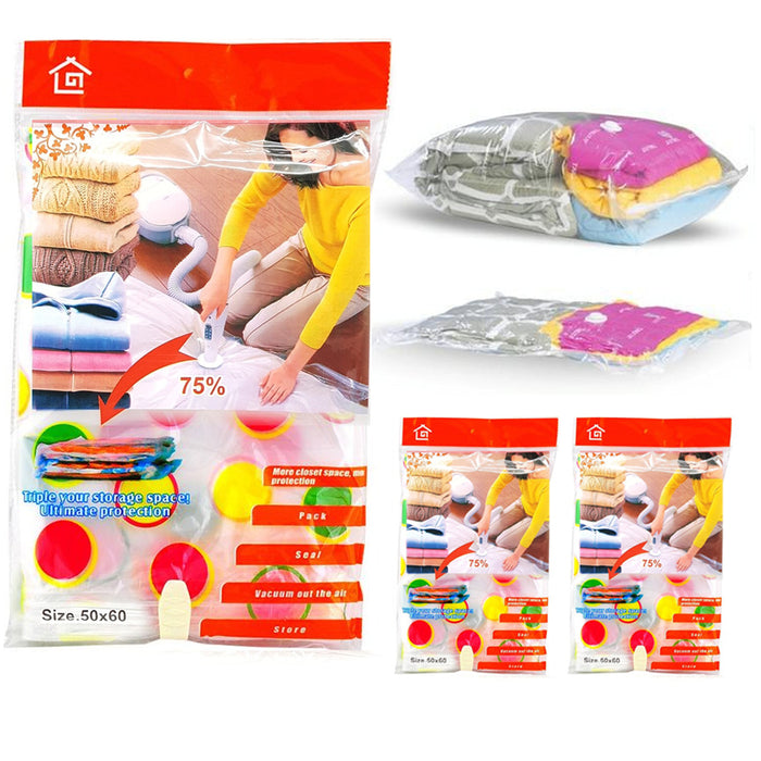 Vacuum Storage Bags Clear Travel Space Saver Garment Seal Clothes