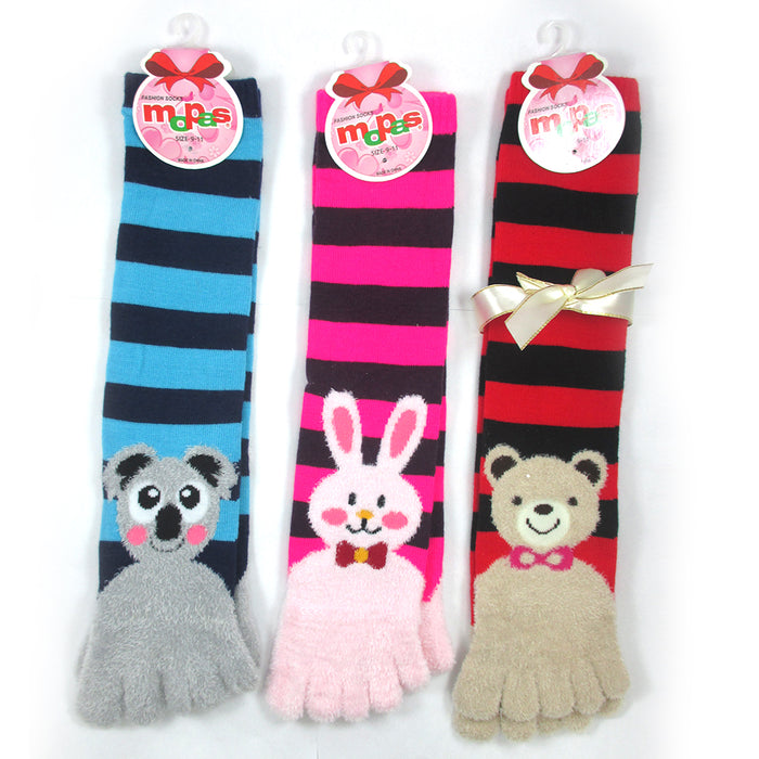 12 Pairs Toe Socks Calf Length Funny Feet Animal Womens Striped Toe So —  AllTopBargains