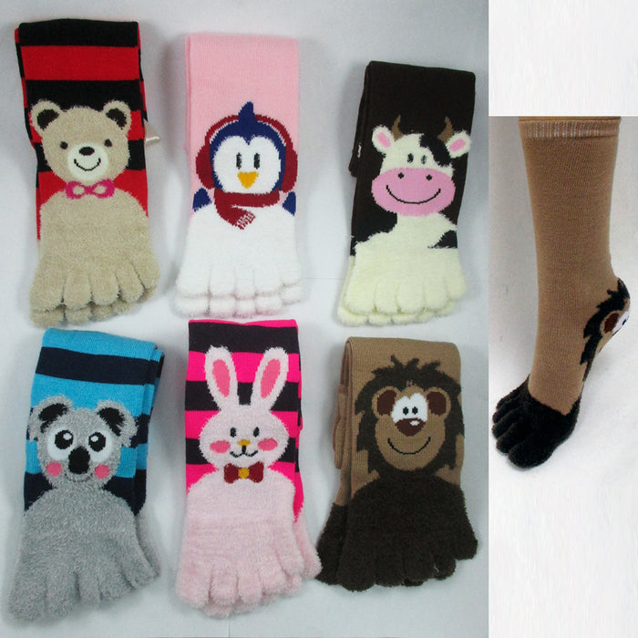 3 Pairs Toe Socks Calf Length Funny Feet Animal Womens Striped Toe Soc —  AllTopBargains