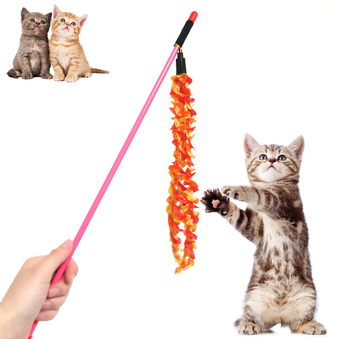 Cat Kitten Wand Toy Teaser Interactive Catcher Funny Exercise Stick Kitten Cats