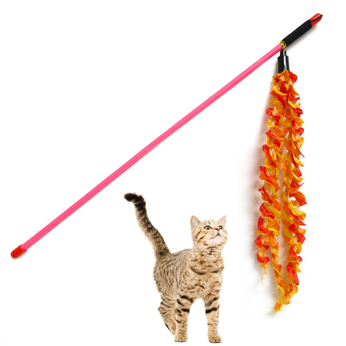 Cat Kitten Wand Toy Teaser Interactive Catcher Funny Exercise Stick Kitten Cats