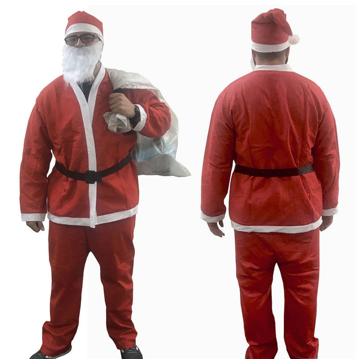 Santa Claus Santa Suit Costume Jacket Pants Belt Hat Beard One Size Fits Most