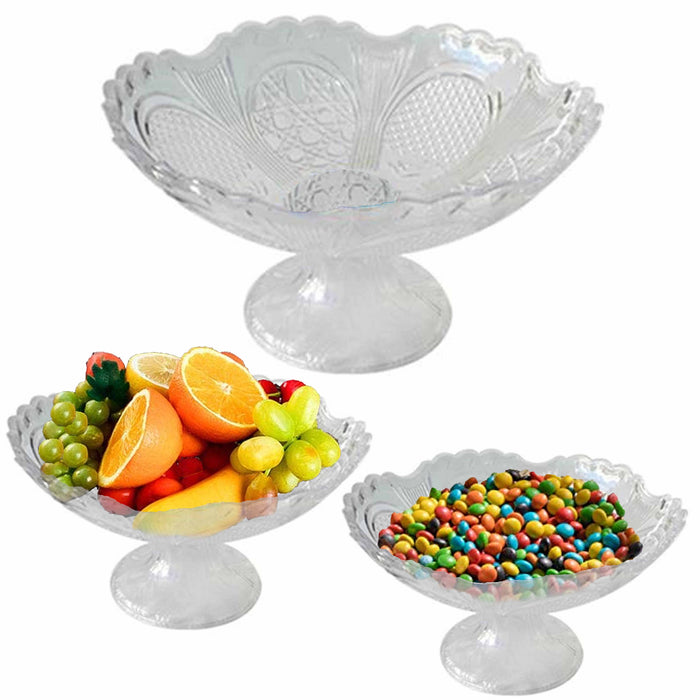 4pc Fruit Bowl Centerpiece Pedestal Crystal Clear Plastic Dessert Display Stand