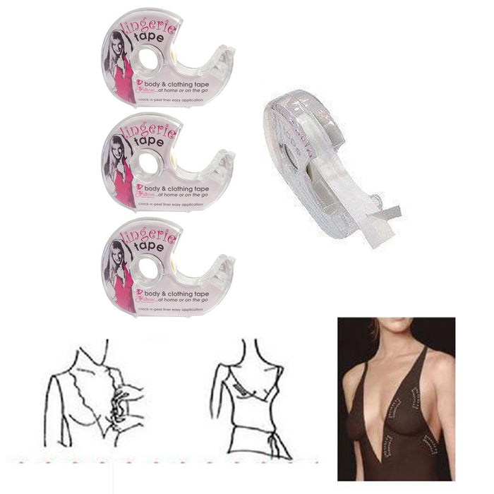 3 X Double Sided Tape Body Lingerie Fashion Clothing Clear Bra Strip Adhesive