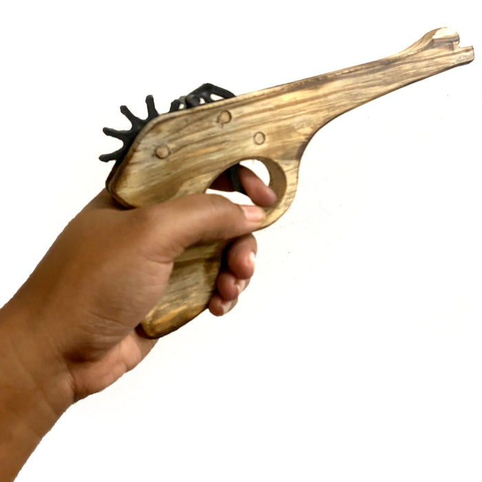 1 Rubber Band Gun 100ct Ammo Wooden Pistol Toy Shooter Kids Cowboy Classic Gift