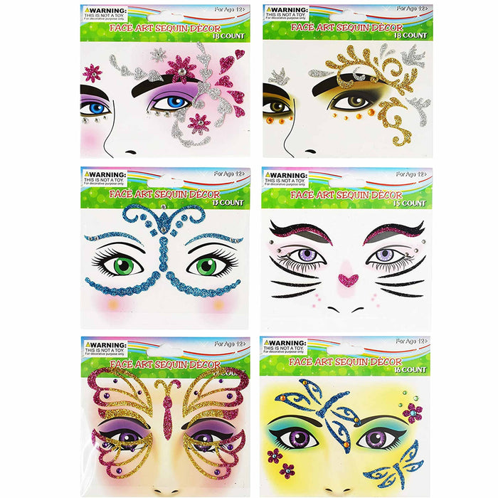 40 Packs Face Sticker Jewel Body Paint Art Make Up Gems Adhesive Glitter Tattoo