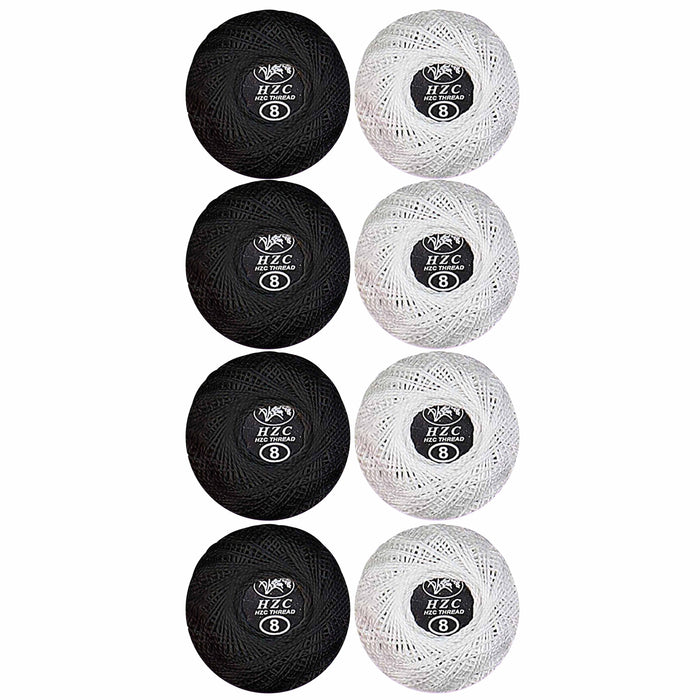 8 Spools Sewing Thread 60yd Each Black White Knitting Crochet Embroidery Floss
