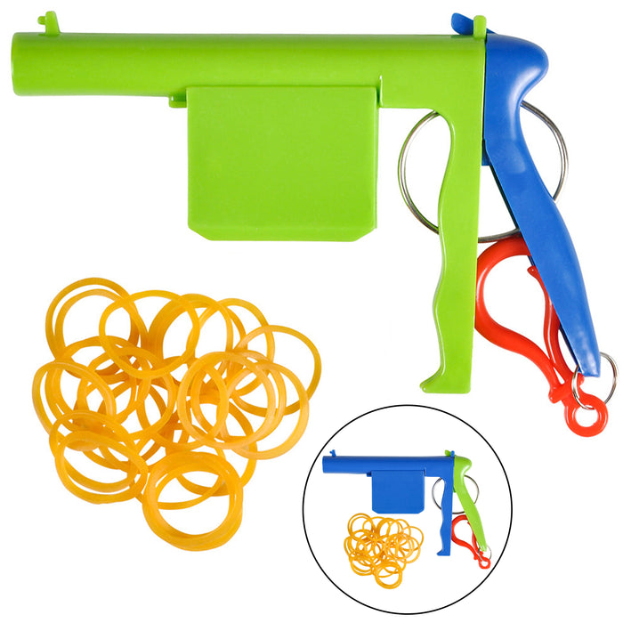 1 Rubber Band Gun Mini Plastic Keychain Rubberband 50 Shot Play Kids Party Favor