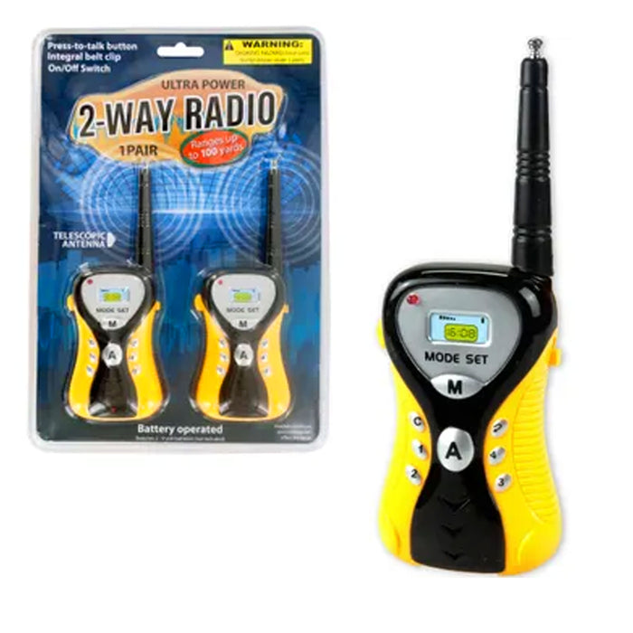 2x Walkie Talkie 2 Way Radio Set Battery Power Hand Held Portable 100 Yard Range