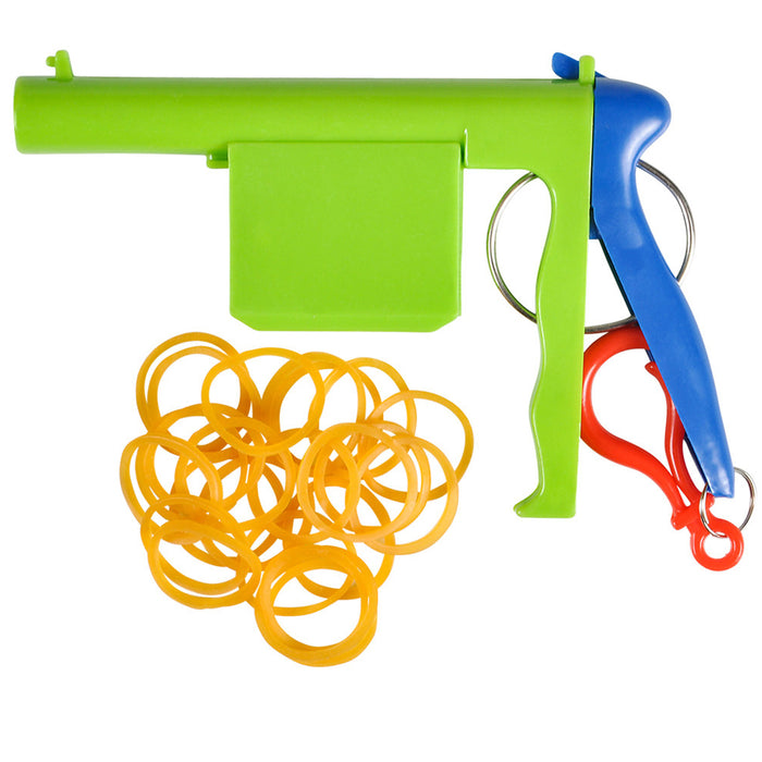 1 Rubber Band Gun Mini Plastic Keychain Rubberband 50 Shot Play Kids Party Favor