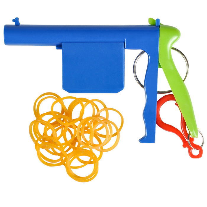 1 Rubber Band Gun Mini Plastic Keychain Rubberband 50 Shot Play Kids Party Favor