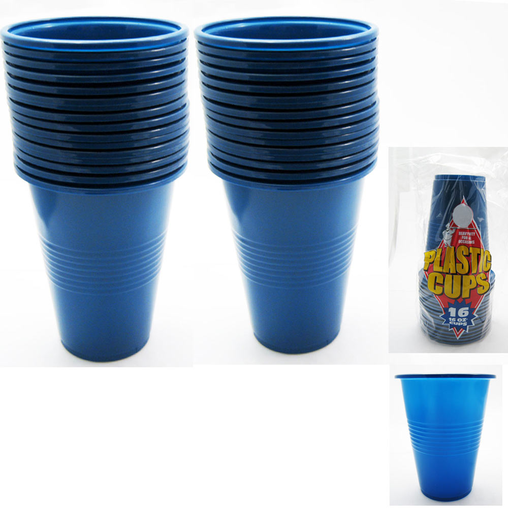 24-Pack 16-Ounce Blue Plastic Stadium Cups, Bulk Reusable Tumblers for All  Occasions and Celebrations