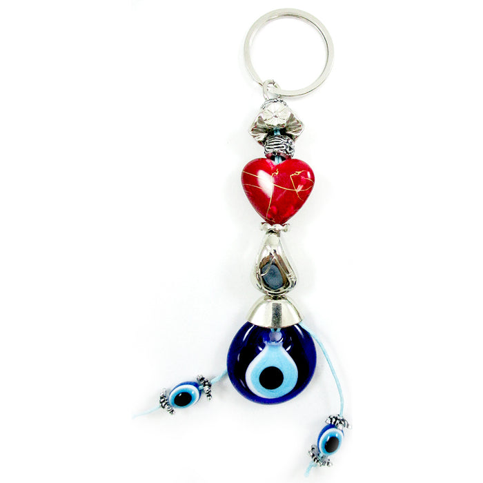 2 Evil Eye Heart Love Keychain Feng Shui Valentine Good Lucky Charm Suerte Gift