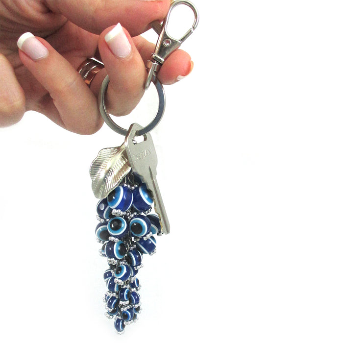 2 Greek Turkish Blue Bead Evil Eye Hamsa Keychain Amulet Pendant Good Luck Charm