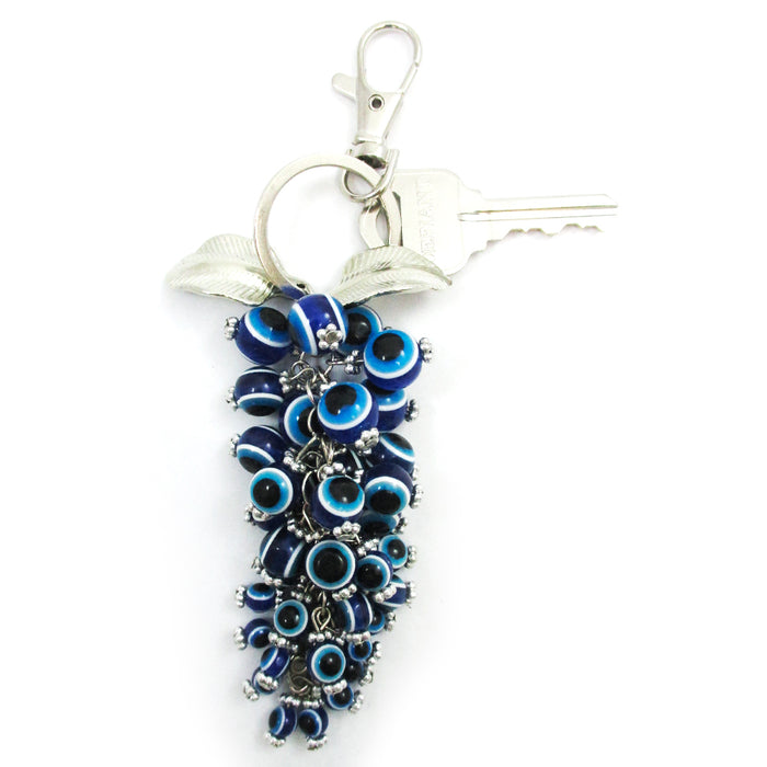 2 Greek Turkish Blue Bead Evil Eye Hamsa Keychain Amulet Pendant Good Luck Charm