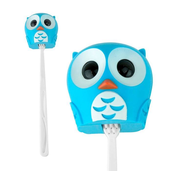 Kikkerland Toothbrush Cover Holder Case Toiletry Cute Owl Kid Bathroom Suction