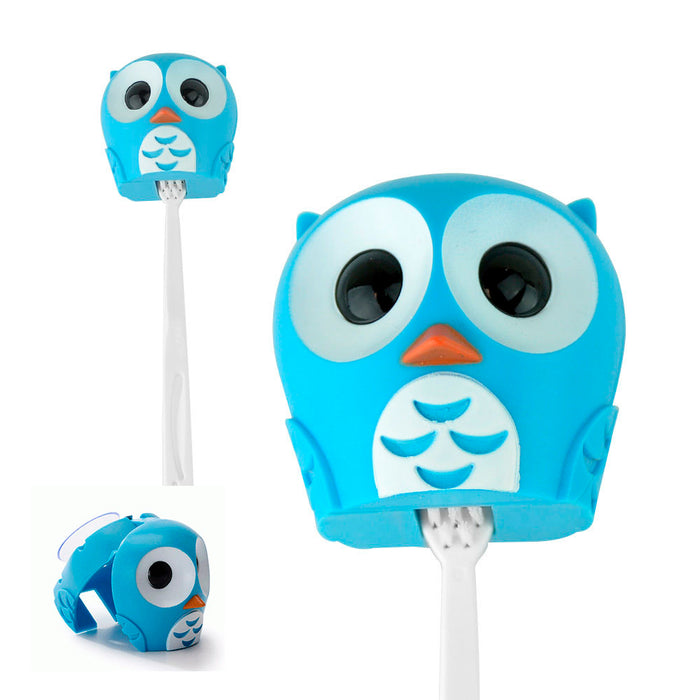 Kikkerland Toothbrush Cover Holder Case Toiletry Cute Owl Kid Bathroom Suction